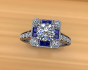 This gorgeous ring highlights both diamonds and sapphires.  Its custom design allows it to shine brightly in the future bride's favorite stones in such a unique way. 