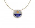This exquisite piece was designed to resemble the sun setting over the ocean.  As a citrine stone acts as the sun setting over a sapphire ocean it is encompassed by a golden halo of diamonds.  
