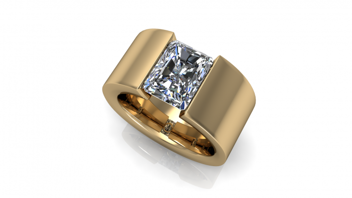 This golden band highlights a rectangle stone, surrounded by a stunning gold band. 