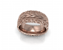 This stunning rose gold band is embellished with beautiful designs that complement it beautifully.