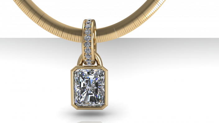 This is a custom-designed necklace.  Crafted with diamond and gold this piece was made to highlight the beauty of the one who wears it. 