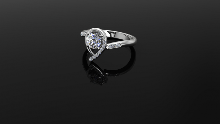 This stunning piece is a custom design crafted by J Oliver.  This unique design is simple yet elegant, displaying beautiful diamonds and sterling silver. 