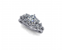 This is a beautiful sterling silver ring that displays an array of twinkling diamonds. As the complementing stones build on one another they create a highlight for the beautiful center stone.